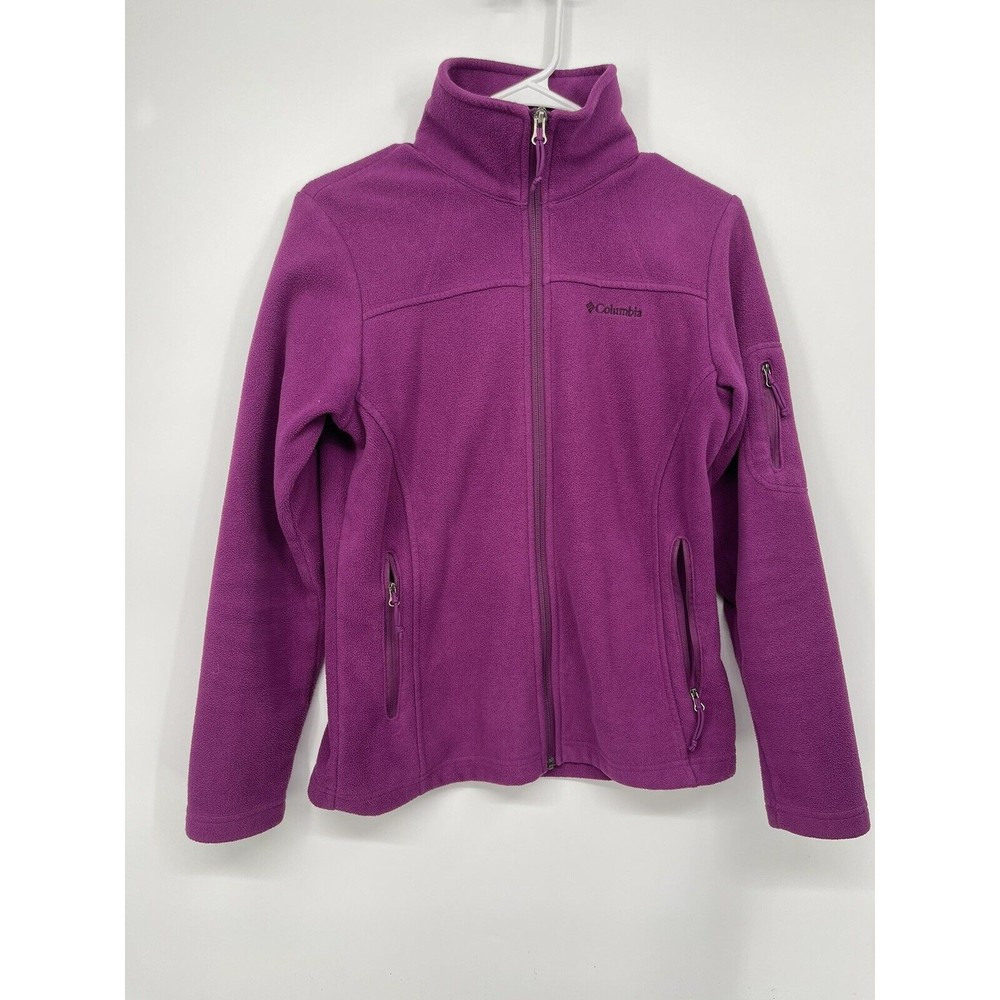 Columbia XS Fast Trek II Fleece Jacket Women Purple Excellent Full Zip Mock Neck